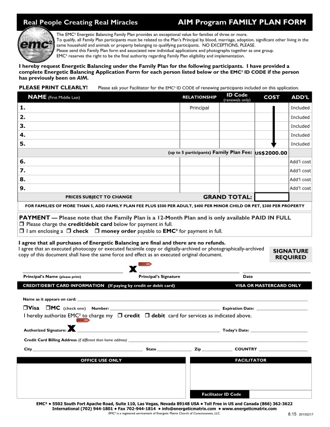 Click for AIM Family Plan Application